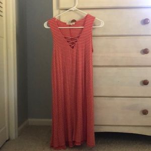 Orange and white strip sleeveless dress